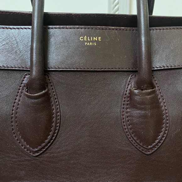Celine Smooth Calfskin Bordeaux / Burgundy Mini Luggage Tote - Medium - Picture 5 of 10